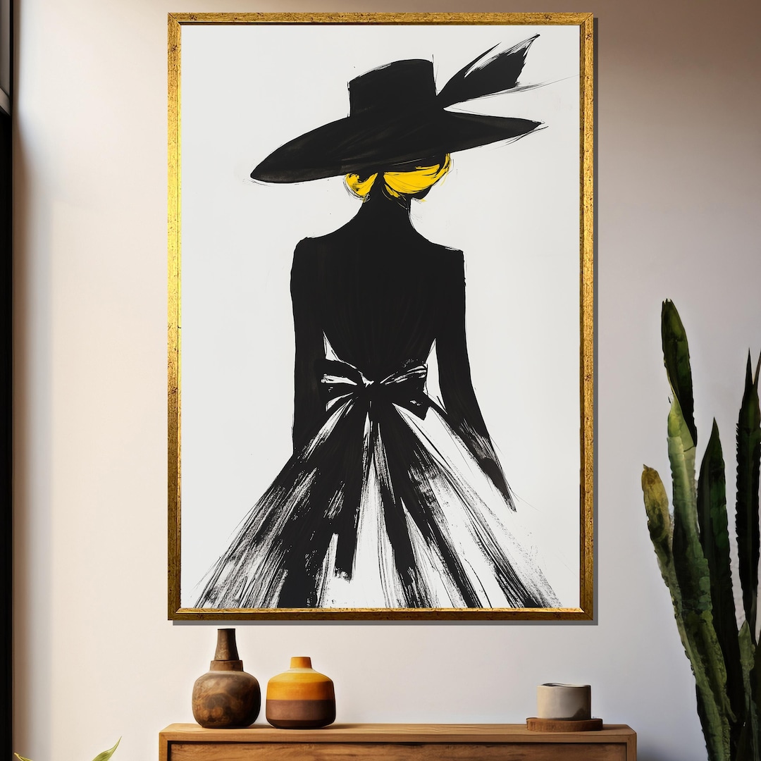 Elegant Woman in Black – Fashion Art Canvas Print - Etsy