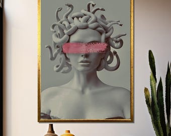 Cuadro moderno de Medusa: un regalo artístico inspirado en la mitología para una decoración de pared única.