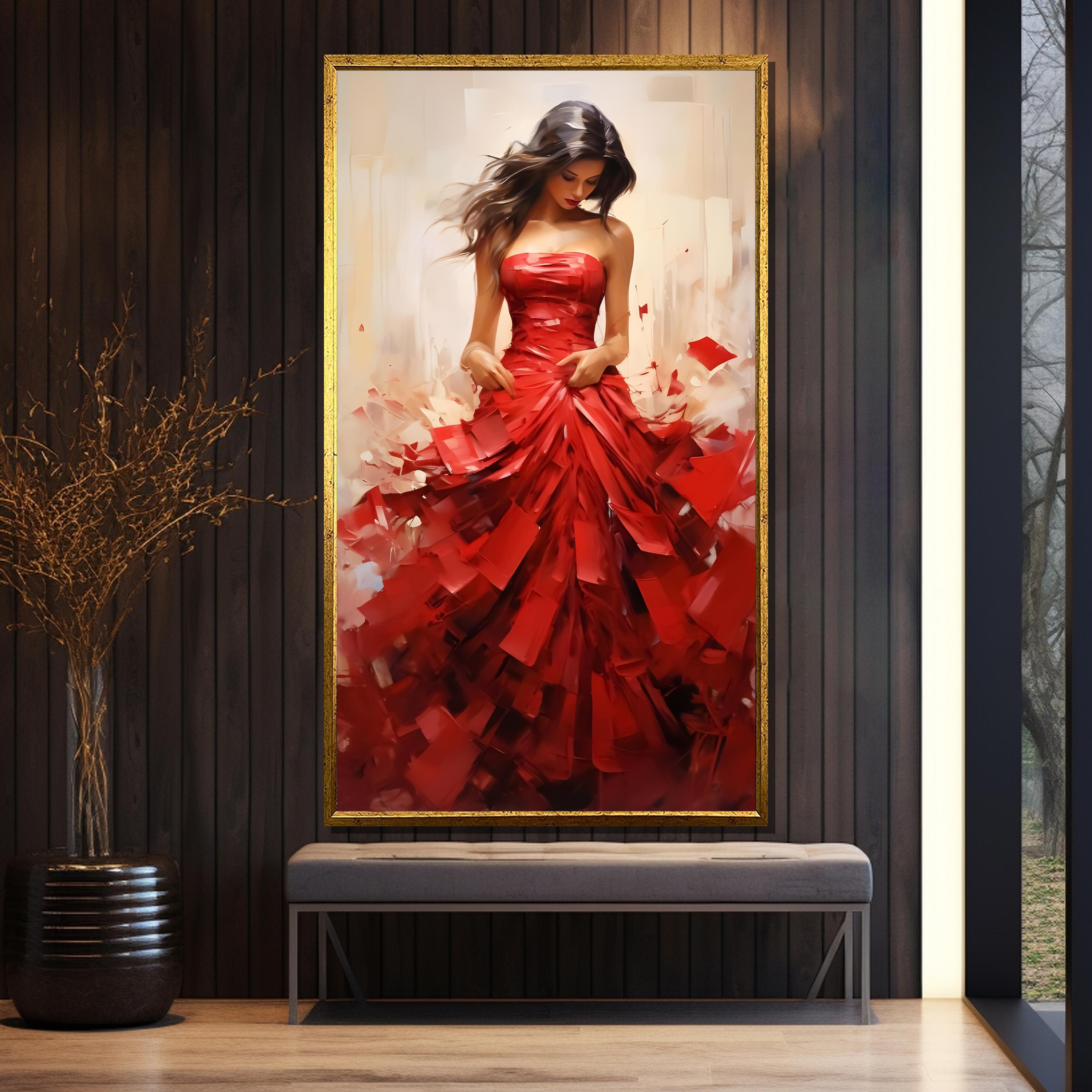 Lady in Red Dress Canvas Print  Fashion Inspired Home Decor - Etsy Israel