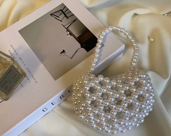Weiße Love Pearl Tasche, Hochzeit Clutch, Valentinstag Geschenk, Muttertagsgeschenk, Stilvolles Accessoire
