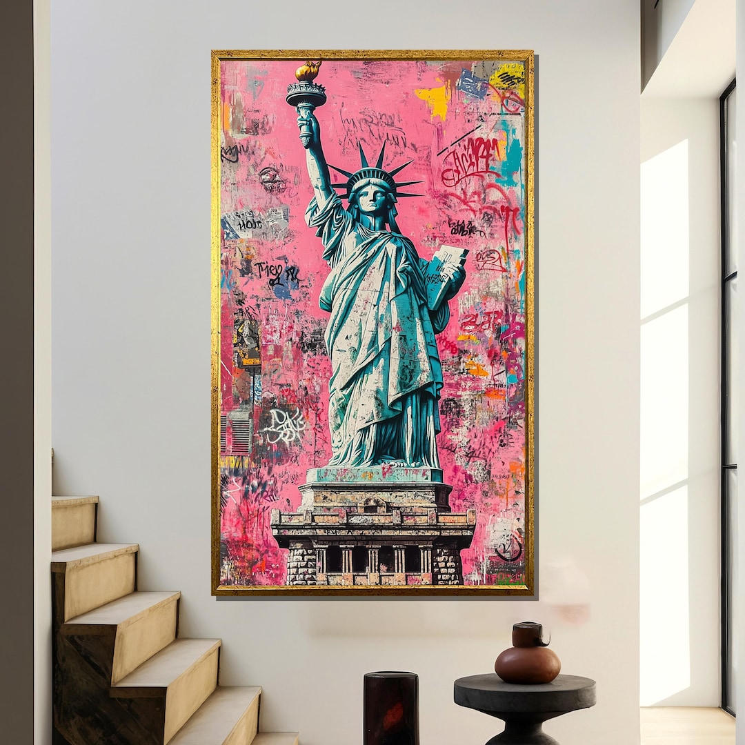 Statue of Liberty Graffiti Canvas Print, Urban Pop Art, New York