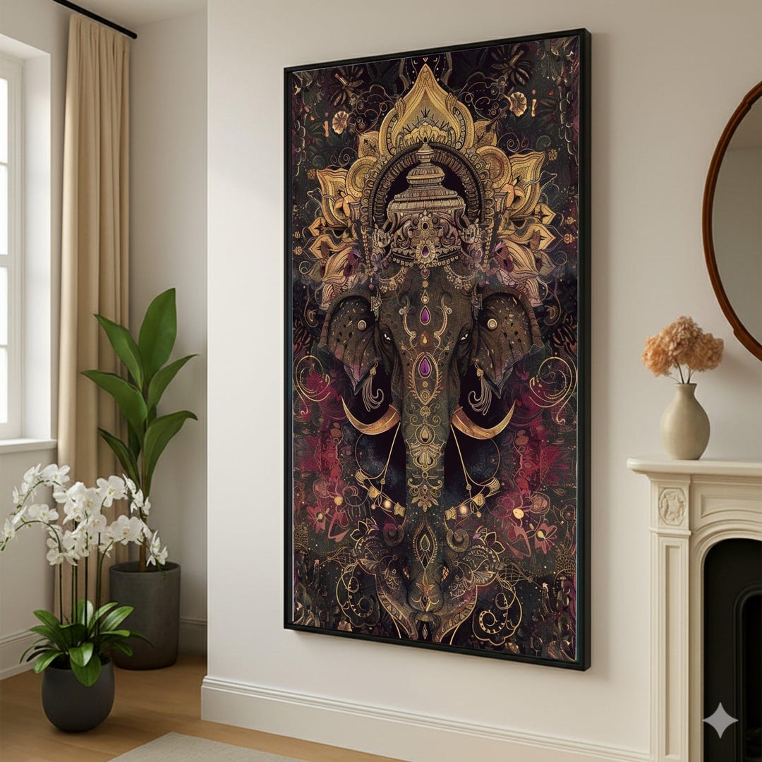 Ornate Elephant Mandala Canvas, Indian Elephant Wall Art, Spiritual ...