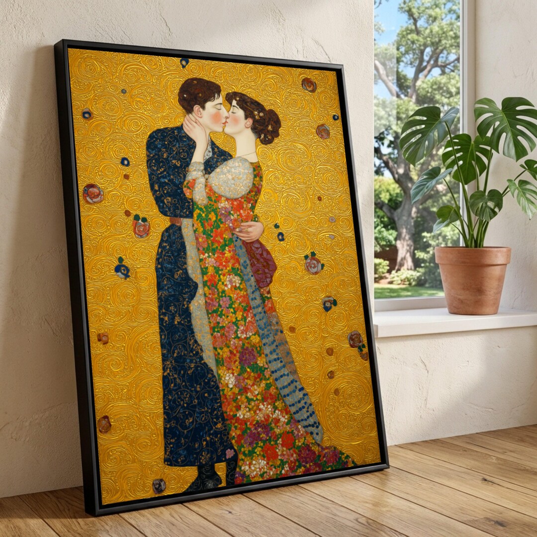 Gustav Klimt the Kiss Canvas Print, Gold Swirl, Romantic Art - Etsy