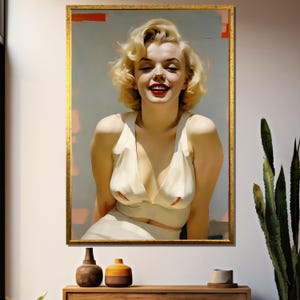 Lebendiges Marilyn Monroe Gemälde - Fesselnde Hollywood-Star-Ikone, perfektes Geschenk für Filmliebhaber und Retro-Kunstbegeisterte