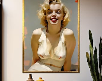 Vibrant Marilyn Monroe Canvas Painting – Captivating Hollywood Star Icon, Perfect Gift for Film Lovers and Retro Art Enthusiasts