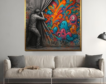 Pop Art Woman Canvas Print, Abstract Comic Style, Retro Colorful Wall Decor