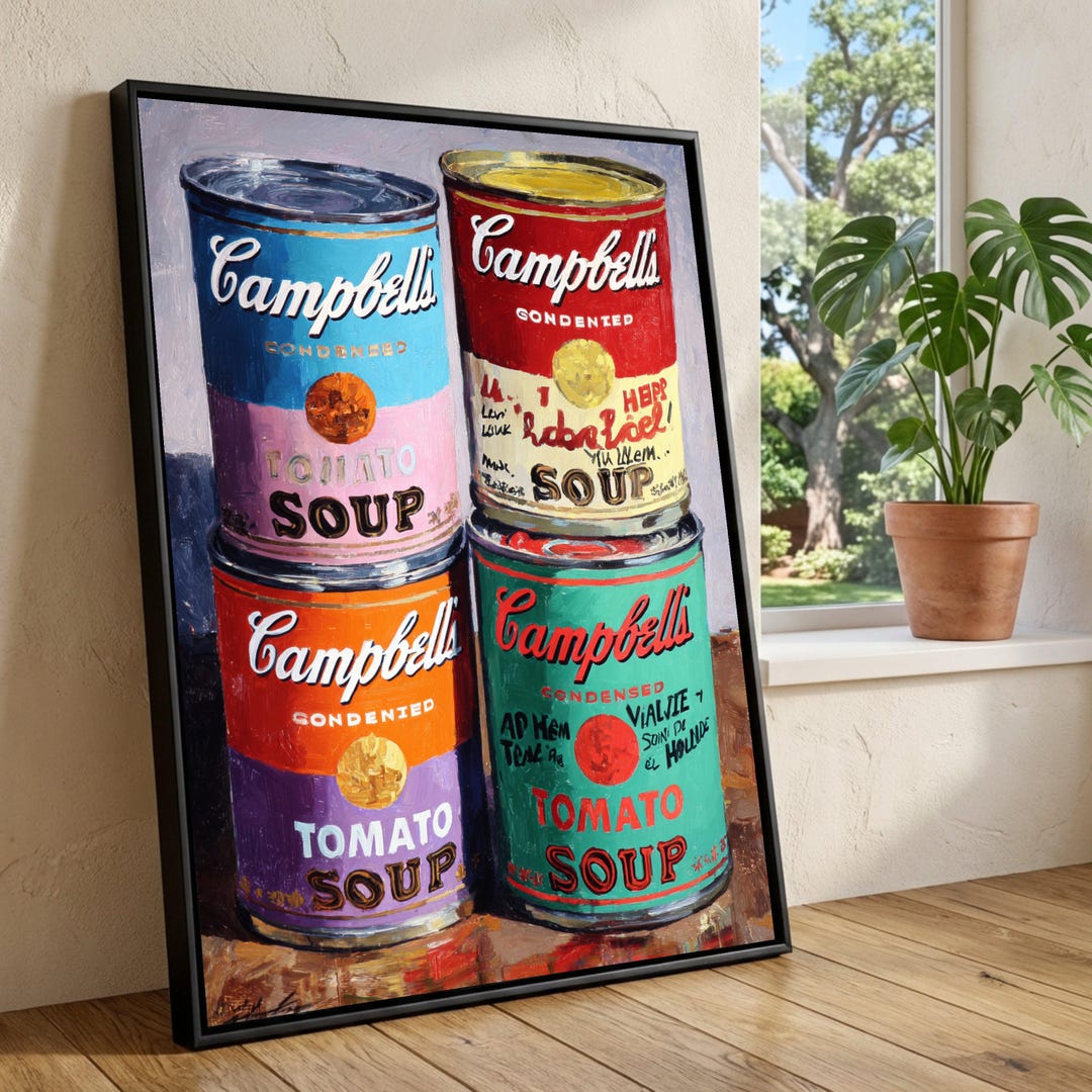 Campbell's Soup Cans Pop Art Canvas, Retro Kitchen Wall Decor, Colorful ...