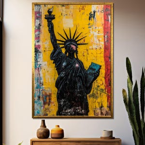Statue of Liberty Canvas Painting, Graffiti Urban Art, Bold Street Art Print, Modern Wall Decor, Abstract Liberty Artwork, Unique Gift
