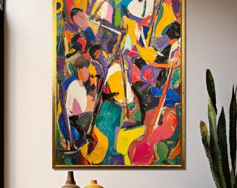 Abstract Orchestra Canvas Painting, Expressionist Music Wall Art