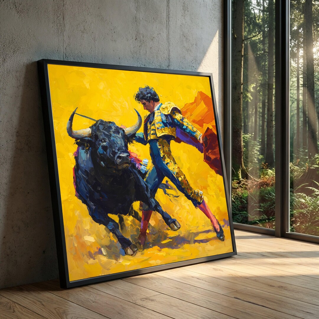 Matador Bullfight Scene Canvas Print, Vibrant Spanish Art, Expressive ...