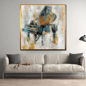 Abstract Grand Piano Canvas Painting – Modern Music-Inspired Art, Perfect Gift for Musicians and Art Enthusiasts