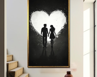 Romantic Couple Canvas Print, Love Scene Wall Art, Anniversary Gift