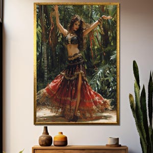 Exotic Belly Dancer Canvas Painting – Vibrant Ethnic Art for Unique Decor, Perfect Gift for Dance Lovers