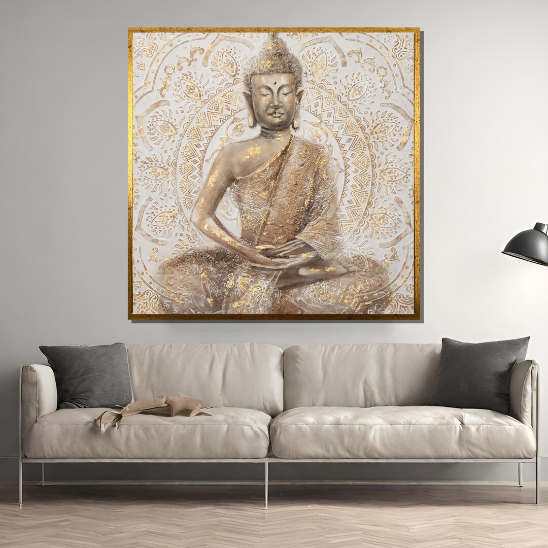 Golden Buddha Canvas Print – Mandala Art, Zen Home Decor - Etsy