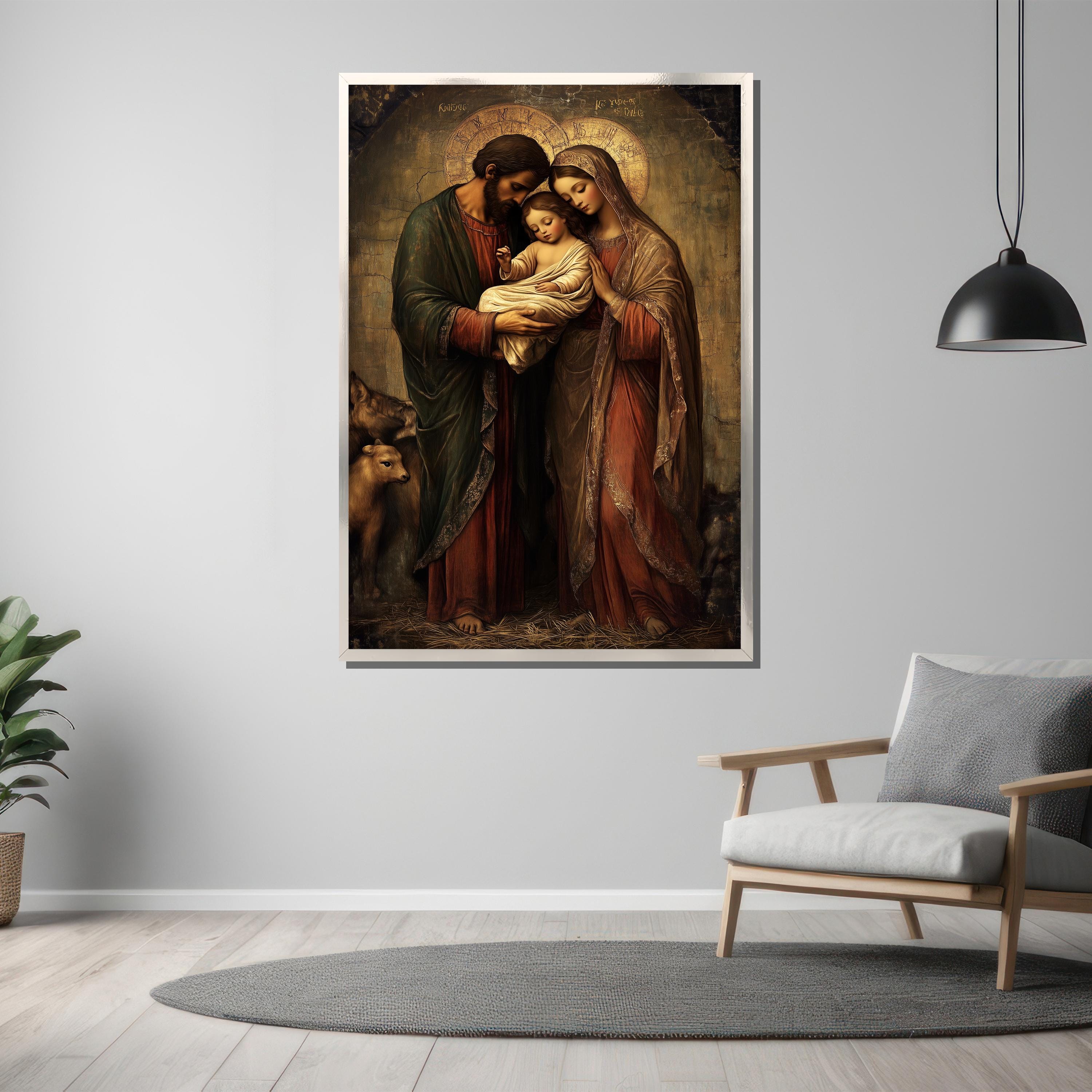 Holy Family Nativity Scene Canvas Art - Celebrate the Birth of Jesus ...