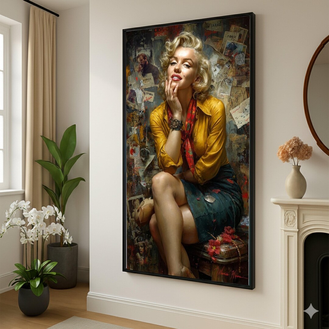 Vintage Glamour Woman Portrait Canvas, Retro Pin-up Style Wall Art ...