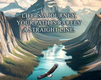 Inspirational Journey: Majestic Landscape with Soaring Eagle and Uplifting Quote Wall Art Poster