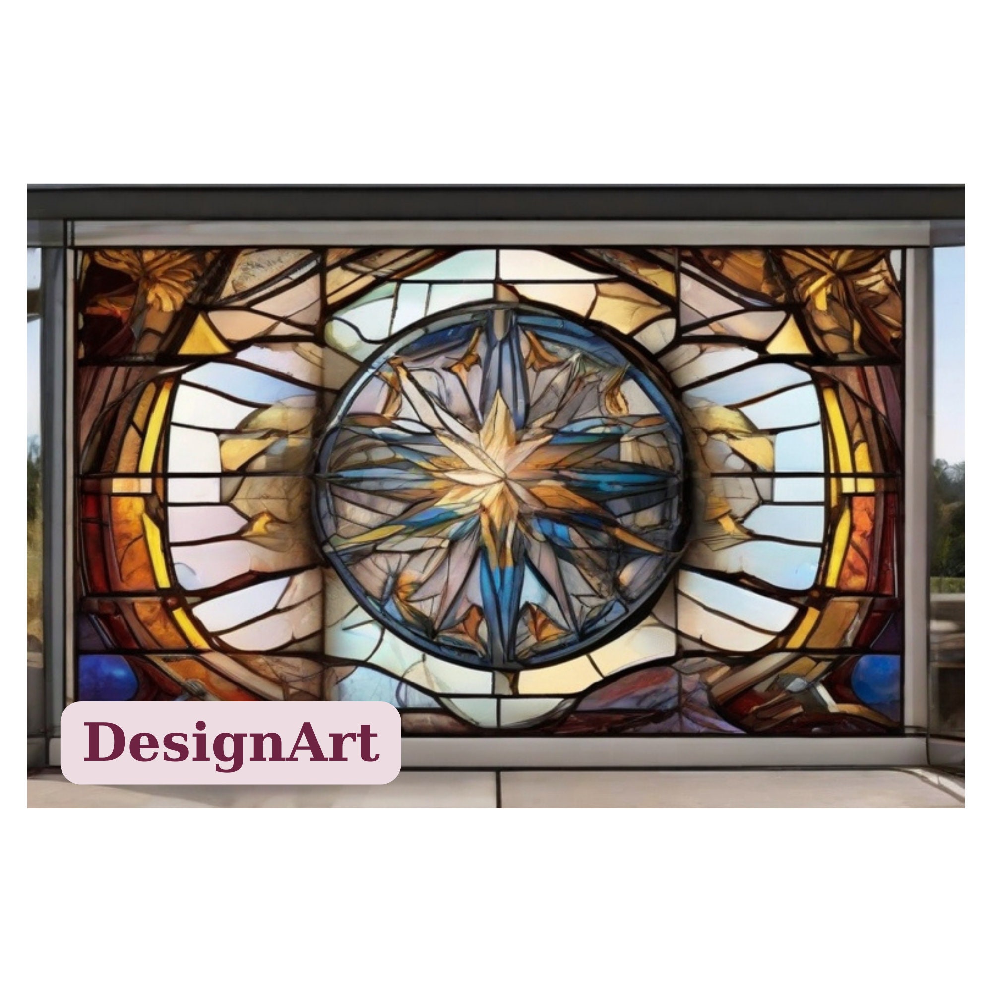 Compass Stained Glass Sublimation Design, Compass Stained Glass, Glass ...