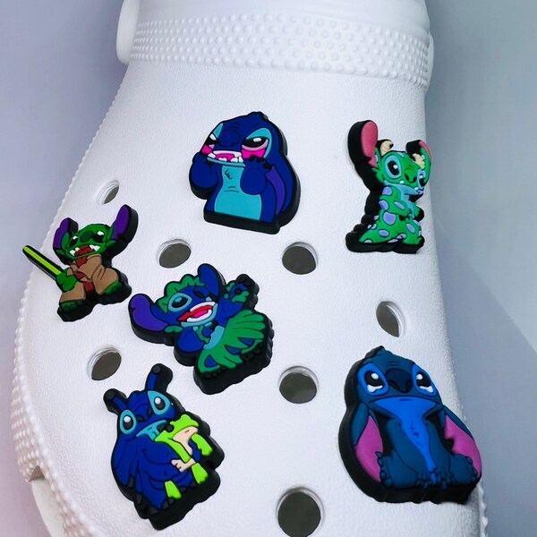 Disney Stitch Croc Charms, Lilo and Stitch Croc Jibbitz, Animated Character Croc Charm, Cartoon Croc Charm, Kids Shoe Decor For Crocs Charms