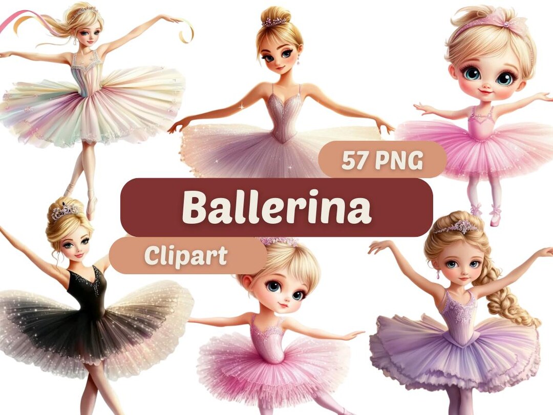 Ballerina Girl Clipart | Ballerina PNG | PNG Bundle | Cute Ballerina ...