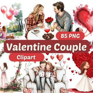 Valentinstag Paar Clipart | Valentinstag Paar | PNG-Bundle | Digitaler Download | Valentinstag Clipart | Niedliches Paar Grafiken | Paar PNG