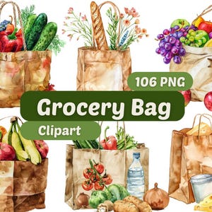 Clipart boodschappentas | Boodschappen, png-bestand | Draagtas, png PNGEgg | PNG-bundel | Voedselclipart | Voedselafbeeldingen | Supermarkt winkelen Clipart | Tasafbeelding