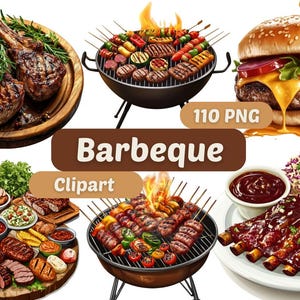 Barbeque Foods Watercolor Clipart | Barbeque Food PNG | Food PNG | PNG Bundle | Food Clipart | Food Graphics | Bbq Clipart
