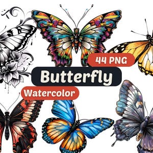 Butterfly Watercolor Clipart | Butterfly PNG | PNG Bundle | Digital Download | Watercolor Art | Cute Butterfly Graphics | Cute Animals PNG