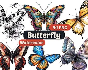 Butterfly Watercolor Clipart | Butterfly PNG | PNG Bundle | Digital Download | Watercolor Art | Cute Butterfly Graphics | Cute Animals PNG