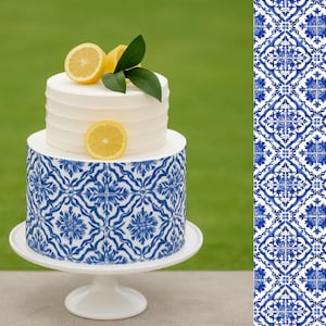 Mediterranean Wedding Cake Printable Design I Mediterranean Tiles I Bridal cake I Paper for Cakes I Cake Icing Template I Paper Template