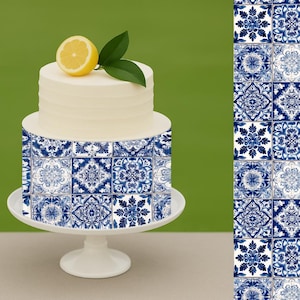 Mediterranean Wedding Cake Printable Design I Mediterranean Tiles I Bridal cake I Paper for Cakes I Cake Icing Template I Paper Template