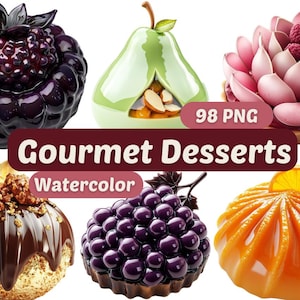 Clipart realistici di dessert gourmet / PNG di dessert / PNG di panetteria francese / Pacchetto PNG / Clipart di cibo / Grafica di cibo / Clipart dolce