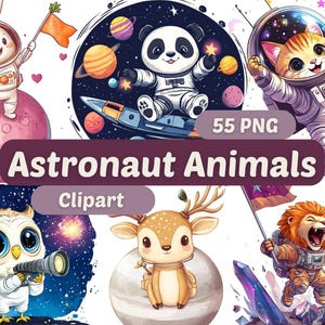Astronaut Tiere Clipart | Astronaut Tiere PNG | PNG-Bundle | Niedliche Tiere | Lustige Tiere | Niedliche Tiergrafiken | Tier Clipart