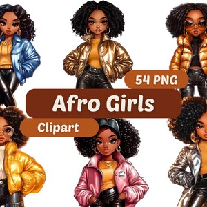 Boho Mode Afro Mädchen Clipart | Afro Mädchen PNG | PNG-Bundle | Niedliches entzückendes Mädchen PNG | Afro schwarze Mädchen Clipart | Modische Mädchen Grafiken