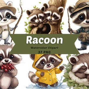 Racoon Watercolor Clipart | Sticker | PNG Bundle | Digital Download | Watercolor Art | Dog PNG | Racoon Graphics | Watercolor Cute Racoon