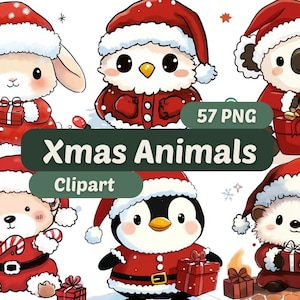 Christmas Animals Clipart | Cute Animals PNG | PNG Bundle | Cute Animals | Christmas Animals PNG | Animals Graphics | Xmas Animals Graphics