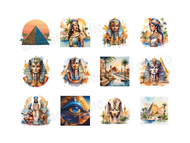Ancient Egypt Watercolor Clipart | Cleopatra PNG | Digital Download ...