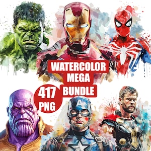 Superheroes Mega Bundle Watercolor Clipart | Superhero SVG | Digital Download | Watercolor Art | T-Shirt Design