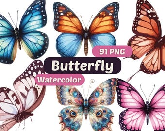 Butterfly Watercolor Clipart | Butterfly PNG | PNG Bundle | Digital Download | Watercolor Art | Cute Butterfly Graphics | Cute Animals PNG