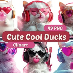 Cute Cool Cats Clipart | Cute Cats PNG | PNG Bundle | Cute Cat Clipart | Cool Cats | Cute Cats Graphics | Animal Graphics