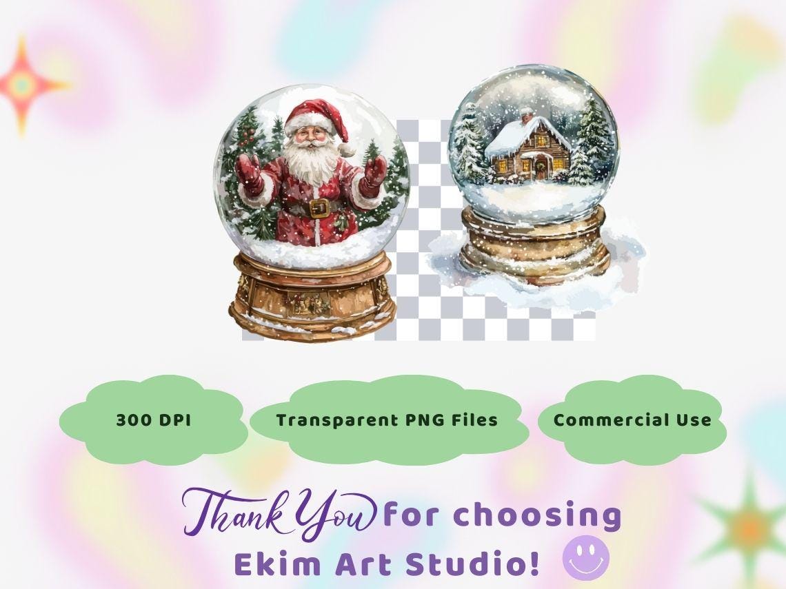 Snow Globe Clipart | Sticker | PNG Bundle | Christmas Clipart | Digital ...
