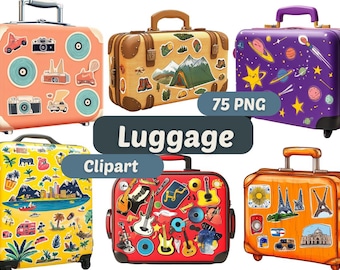 Clipart de equipaje / Clipart de viaje PNG / Paquete PNG / Lindo bolso de viaje / Maleta de equipaje / Gráficos de vacaciones / Clipart de maleta