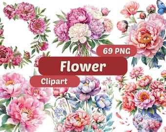 Flower Clipart | Watercolor Flower PNG | Botanical Floral Clip Art | Digital Flower Illustration | Flower Graphics | Flower Frame Clipart