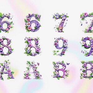 Floral Purple Alphabet Clipart | Floral Alphabet PNG | Alphabet PNG ...