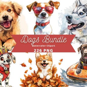 Dogs Clipart Bundle PNG Watercolor Clipart | Animal PNG | PNG Bundle | Digital Download | Watercolor Art | T-shirt Design | Commercial Use