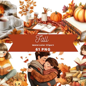 Fall Watercolor Clipart | Sticker | PNG Bundle | Fall Clipart |  Digital Download | Watercolor Art | Autumn PNG | Commercial Use