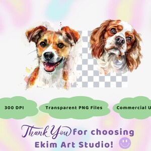 Cute Dogs PNG Watercolor Clipart | Animal PNG | PNG Bundle | Digital ...