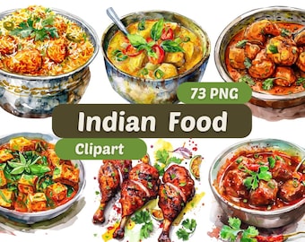 Indian Foods Watercolor Clipart | Indian Food PNG | Food PNG | PNG Bundle | Food Clipart | Food Graphics | Indian Foods Clipart