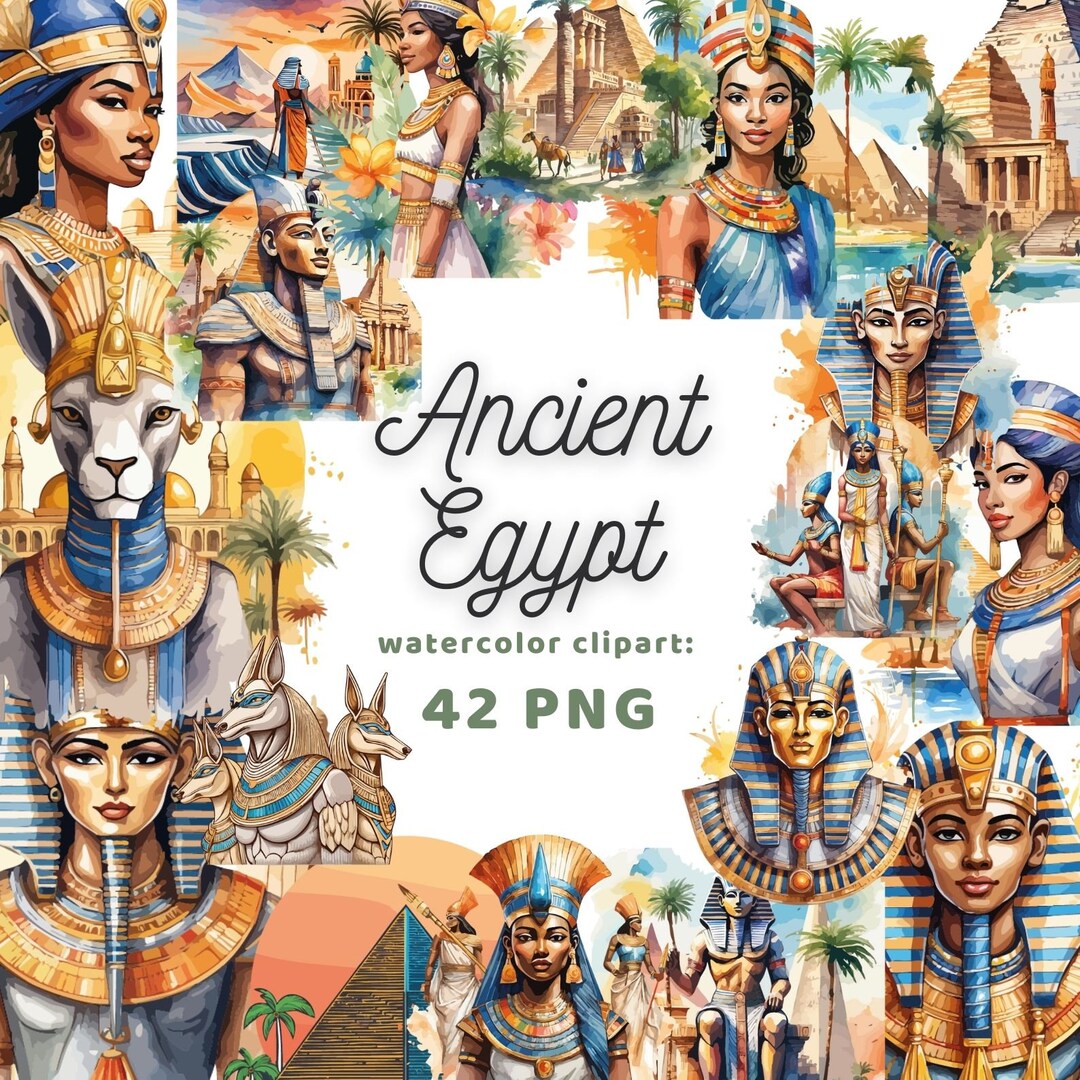 Ancient Egypt Watercolor Clipart Cleopatra Digital Download Watercolor ...