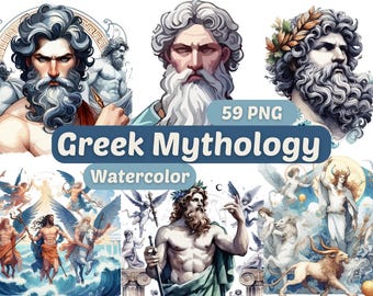 Aquarell Altgriechisch Clipart | Griechische Mythologie Götter PNG | PNG-Bundle | Altgriechisch PNG | Mythologie Clipart | Aquarell Götter Clipart